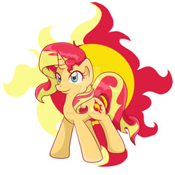 Size: 1024x1024 | Tagged: safe, artist:yoshimarsart, character:sunset shimmer, species:pony, species:unicorn, cutie mark background, female, solo, watermark