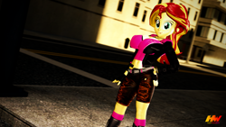 Size: 1280x720 | Tagged: safe, artist:hyperwave9000, character:sunset shimmer, my little pony:equestria girls, 3d, belly button, big breasts, breasts, busty sunset shimmer, female, looking at you, midriff, solo, source filmmaker