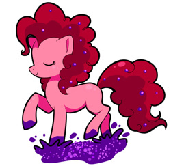 Size: 900x885 | Tagged: safe, artist:jacky-bunny, character:pinkie pie, berries, cute, diapinkes, eyes closed, female, grape stomping, messy, missing cutie mark, profile, simple background, solo, stomping, white background