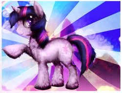 Size: 775x595 | Tagged: safe, artist:si1vr, character:twilight sparkle, female, fluffy, looking at you, raised hoof, smiling, solo, unshorn fetlocks