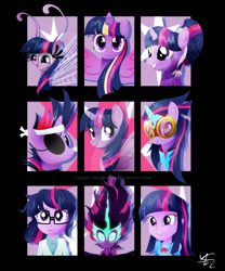 Size: 800x960 | Tagged: safe, artist:ii-art, character:masked matter-horn, character:midnight sparkle, character:twilight sparkle, character:twilight sparkle (alicorn), character:twilight sparkle (scitwi), species:alicorn, species:breezies, species:crystal pony, species:eqg human, episode:power ponies, g4, my little pony: friendship is magic, my little pony:equestria girls, breeziefied, crystallized, female, future twilight, midnight sparkle, rainbow power, solo, species swap, twilight breezie, watermark