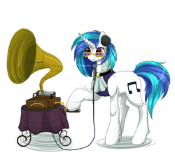 Size: 800x761 | Tagged: safe, artist:peachmayflower, character:dj pon-3, character:vinyl scratch, female, phonograph, solo, victrola scratch