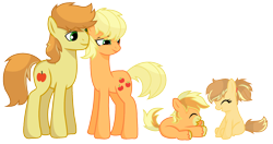 Size: 2212x1172 | Tagged: safe, artist:sapphireartemis, character:applejack, character:braeburn, oc, parent:applejack, parent:braeburn, parents:braejack, ship:braejack, applecest, incest, male, offspring, product of incest, shipping, simple background, straight, transparent background