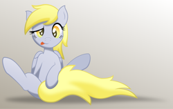 Size: 2500x1575 | Tagged: safe, artist:mang, artist:rainbownspeedash, character:derpy hooves, species:pegasus, species:pony, blonde, covering, cute, eyelashes, female, looking at you, mare, solo, tail covering, vector