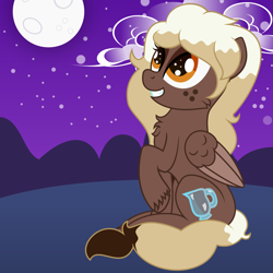 Size: 6667x6667 | Tagged: safe, artist:besttubahorse, oc, oc only, oc:sweet mocha, species:pegasus, species:pony, absurd resolution, chest fluff, cutie mark, freckles, sitting, smiling, solo, vector