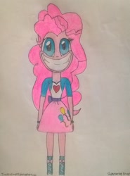 Size: 769x1038 | Tagged: safe, artist:toonalexsora007, character:pinkie pie, my little pony:equestria girls, female, grin, looking at you, smile hd, smiling, solo, traditional art