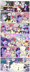 Size: 1200x2898 | Tagged: safe, artist:muffinshire, character:lemon hearts, character:moondancer, character:night light, character:princess celestia, character:twilight sparkle, character:twilight velvet, character:twinkleshine, oc, oc:apple delight, comic:twilight's first day, episode:slice of life, g4, my little pony: friendship is magic, adorkable, book, chair, chalk, chalkboard, chemistry, classroom, comic, cute, dancerbetes, dialogue, dork, double facehoof, erlenmeyer flask, experiment, eyes closed, facehoof, filly, filly twilight sparkle, flashback, floppy ears, foam, goggles, hydrogen peroxide, imagine spot, levitation, lidded eyes, looking at each other, looking back, magic, open mouth, ponies riding ponies, pronking, quill, raised hoof, riding, science class, sitting, smiling, speech bubble, spread wings, table, telekinesis, test tube, thermometer, twiabetes, wings, yes yes yes