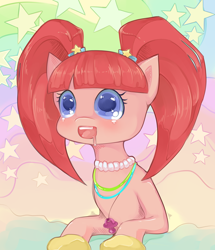 Size: 600x697 | Tagged: dead source, safe, artist:misukitty, character:pacific glow, species:earth pony, species:pony, ecstasy, female, implied drug use, solo, wide eyes