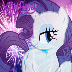 Size: 900x900 | Tagged: safe, artist:doctor-g, artist:penguinsn1fan, character:rarity, species:pony, species:unicorn, album, album cover, cover, female, firework (song), fireworks, katy perry, lidded eyes, mare, music, parody, solo, song reference, vector