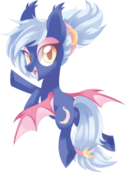 Size: 4901x6690 | Tagged: safe, artist:sorasku, oc, oc only, oc:moon sugar, species:bat pony, species:pony, absurd resolution, cute little fangs, eyeshadow, fangs, flying, looking at you, makeup, simple background, solo, transparent background, underhoof