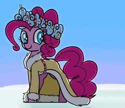 Size: 1463x1264 | Tagged: safe, artist:mang, character:pinkie pie, species:earth pony, species:pony, episode:a hearth's warming tail, episode:hearth's warming eve, g4, my little pony: friendship is magic, backlighting, clothing, female, smiling, solo, spirit of hearth's warming presents