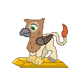Size: 100x100 | Tagged: safe, artist:icaron, oc, oc only, oc:arvid, species:griffon, animated, gif, gold, inanimate tf, petrification, pixel art, solo, sprite, statue, transformation