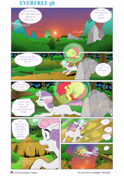 Size: 4545x6424 | Tagged: safe, artist:jeremy3, character:apple bloom, character:sweetie belle, species:pony, comic:everfree, absurd resolution, bridge, broken bridge, cliff, comic, falling, running