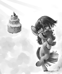 Size: 916x1080 | Tagged: safe, artist:v747, character:twilight sparkle, cake, female, food, monochrome, solo