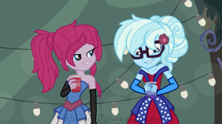 Size: 791x443 | Tagged: safe, artist:bezziie, character:pinkie pie, character:trixie, ship:trixiepie, equestria girls:legend of everfree, g4, my little pony: equestria girls, my little pony:equestria girls, alternate universe, crystal gala, female, lesbian, shipping