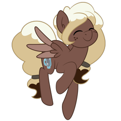 Size: 6667x6667 | Tagged: safe, artist:besttubahorse, artist:melodicmarzipan, edit, oc, oc only, oc:sweet mocha, species:pegasus, species:pony, absurd resolution, cute, cutie mark, eyes closed, flying, freckles, happy, mochabetes, prancing, simple background, smiling, solo, spread wings, transparent background, vector, wings