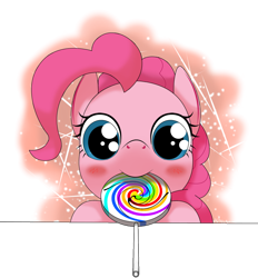 Size: 1040x1120 | Tagged: safe, artist:hoyeechun, character:pinkie pie, species:pony, blushing, bust, cute, diapinkes, female, food, lollipop, mouth hold, portrait, solo