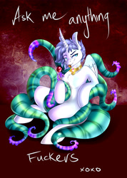Size: 3295x4616 | Tagged: safe, artist:theneithervoid, oc, oc only, oc:netori, species:alicorn, species:pony, absurd resolution, alicorn oc, augmented tail, candy, cheeky, drool, food, lollipop, smirk, tentacles, tongue out, vulgar