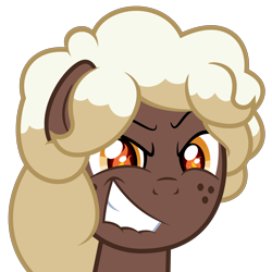 Size: 7000x7000 | Tagged: safe, artist:besttubahorse, oc, oc only, oc:sweet mocha, absurd resolution, bust, evil grin, fire, freckles, grin, lip bite, simple background, smiling, solo, this will end in pain, transparent background, vector