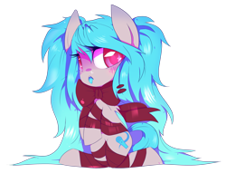 Size: 4858x3702 | Tagged: safe, artist:sorasku, oc, oc only, oc:soda pop, species:bat pony, species:pony, absurd resolution, female, gift wrapped, mare, ribbon, simple background, solo, tied up, transparent background