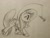Size: 1040x780 | Tagged: safe, artist:lollipony, character:fluttershy, species:pegasus, species:pony, g4, carrot, carrot on a stick, female, folded wings, food, horses doing horse things, looking at something, mare, monochrome, open mouth, pencil drawing, profile, simple background, solo, tongue out, traditional art, unshorn fetlocks, walking, white background