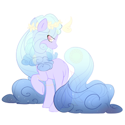 Size: 2000x2000 | Tagged: safe, artist:xsidera, oc, oc only, oc:anima, species:pony, female, floating tail, floral head wreath, flower, high res, mare, original species, plot, simple background, solo, transparent background