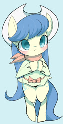 Size: 927x1827 | Tagged: safe, artist:ccc, character:fiddlesticks, species:earth pony, species:pony, apple family member, bipedal, both cutie marks, clothing, cute, female, hat, solo, weapons-grade cute