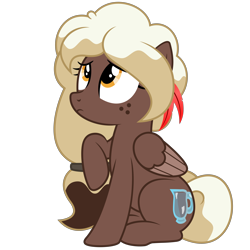 Size: 7000x7000 | Tagged: safe, artist:besttubahorse, oc, oc only, oc:sweet mocha, species:pegasus, species:pony, .svg available, absurd resolution, alternate hairstyle, cutie mark, freckles, raised hoof, simple background, sitting, solo, transparent background, vector