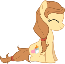 Size: 901x886 | Tagged: safe, artist:silentmatten, oc, oc only, oc:cream heart, cutie mark, simple background, sitting, smiling, solo, transparent background, vector
