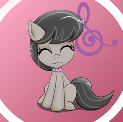 Size: 1100x1089 | Tagged: safe, artist:canister, character:octavia melody, species:earth pony, species:pony, :3, abstract background, chibi, cute, eyes closed, female, simple background, sitting, solo, tavibetes