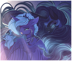 Size: 1280x1079 | Tagged: safe, artist:clockworkquartet, character:nightmare moon, character:princess luna, crying, duality