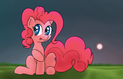 Size: 4328x2779 | Tagged: safe, artist:mang, character:pinkie pie, absurd resolution, backlighting, female, solo, sunset, tongue out