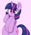 Size: 1023x1138 | Tagged: safe, artist:toroitimu, character:twilight sparkle, character:twilight sparkle (alicorn), species:alicorn, species:pony, g4, belly button, bipedal, blushing, colored pupils, cute, eye clipping through hair, female, heart eyes, mare, misleading thumbnail, pink background, simple background, smiling, solo, twiabetes, wingding eyes