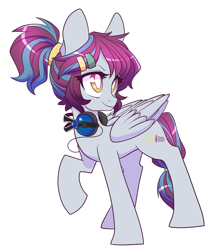 Size: 684x800 | Tagged: safe, artist:lolopan, oc, oc only, oc:aerial soundwaves, species:pegasus, species:pony, female, headphones, mare, solo