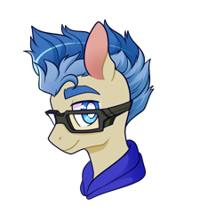Size: 1280x1369 | Tagged: safe, artist:lolopan, oc, oc only, oc:bashscript, species:earth pony, species:pony, bust, glasses, portrait, solo