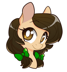 Size: 1174x1273 | Tagged: safe, artist:lolopan, oc, oc only, species:earth pony, species:pony, bow, bust, hair bow, portrait, smiling, solo