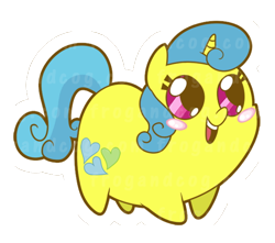 Size: 560x494 | Tagged: safe, artist:coggler, artist:frog&cog, artist:gopherfrog, character:lemon hearts, species:pony, species:unicorn, chubbie, female, open mouth, simple background, solo, transparent background
