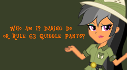 Size: 1565x869 | Tagged: safe, artist:jamesawilliams1996, character:daring do, my little pony:equestria girls, chestnut magnifico, female, shrug, solo