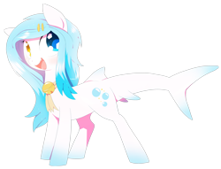 Size: 4800x3675 | Tagged: safe, artist:sorasku, oc, oc only, species:pony, absurd resolution, colored pupils, female, heterochromia, mare, original species, shark pony, simple background, smiling, solo, transparent background