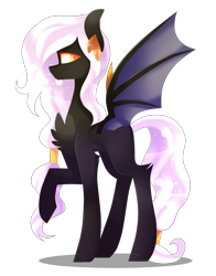 Size: 1657x2113 | Tagged: safe, artist:huirou, oc, oc only, oc:illona, species:bat pony, species:pony, chest fluff, female, mare, raised hoof, simple background, solo, spread wings, transparent background, wings