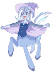 Size: 700x1000 | Tagged: safe, artist:misochikin, character:trixie, species:centaur, my little pony:equestria girls, cape, clothing, female, hat, horse, pixiv, ponytaur, solo, taur, trixie's cape, trixie's hat