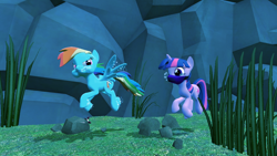 Size: 1280x720 | Tagged: safe, artist:dragonboi471, character:rainbow dash, character:twilight sparkle, 3d, gmod, underwater