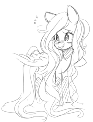 Size: 655x857 | Tagged: safe, artist:lolopan, oc, oc only, species:pegasus, species:pony, blushing, female, mare, sketch, smiling, solo