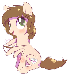 Size: 914x1015 | Tagged: safe, artist:sorasku, oc, oc only, species:pegasus, species:pony, female, food, mare, simple background, sitting, solo, tea, transparent background, wing hands