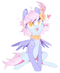 Size: 994x1204 | Tagged: safe, artist:sorasku, oc, oc only, oc:juna, species:pegasus, species:pony, bow, bow tie, colored pupils, female, hair bow, mare, simple background, sitting, solo, transparent background