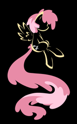 Size: 850x1360 | Tagged: safe, artist:bamboodog, character:dizzy twister, character:orange swirl, species:pegasus, species:pony, black background, cutie mark, female, hooves, lineart, long tail, mare, minimalist, simple background, solo, spread wings, wings