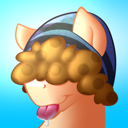 Size: 1024x1024 | Tagged: safe, artist:timidwithapen, oc, oc only, oc:timid cookie, beanie, clothing, drool, hat, male, tongue out