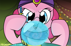 Size: 1500x971 | Tagged: safe, artist:coggler, artist:frog&cog, artist:gopherfrog, character:pinkie pie, species:earth pony, species:pony, crystal ball, female, madame pinkie, solo, turban