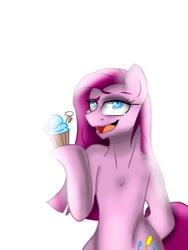 Size: 768x1024 | Tagged: safe, artist:yomi brasi, character:pinkamena diane pie, character:pinkie pie, character:rainbow dash, fanfic:cupcakes, cupcake, female, food, simple background, solo, white background