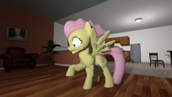 Size: 1280x720 | Tagged: safe, artist:dragonboi471, character:fluttershy, 3d, female, gmod, muscles, muscleshy, solo